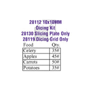 Robot Coupe 28112 Dicing Kit 10 X 10mm (3/8") Includes: Slicing Disc (28130) & Dicing Grid (28119)
