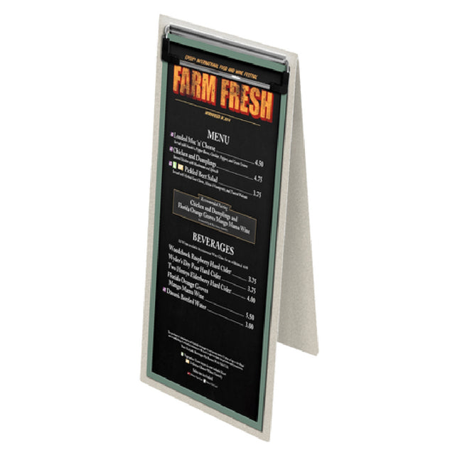 Menu Solutions MTDBL-411-CLP_SWIRL Table Tent Holds 4-1/4" X 11" Insert Double Sided