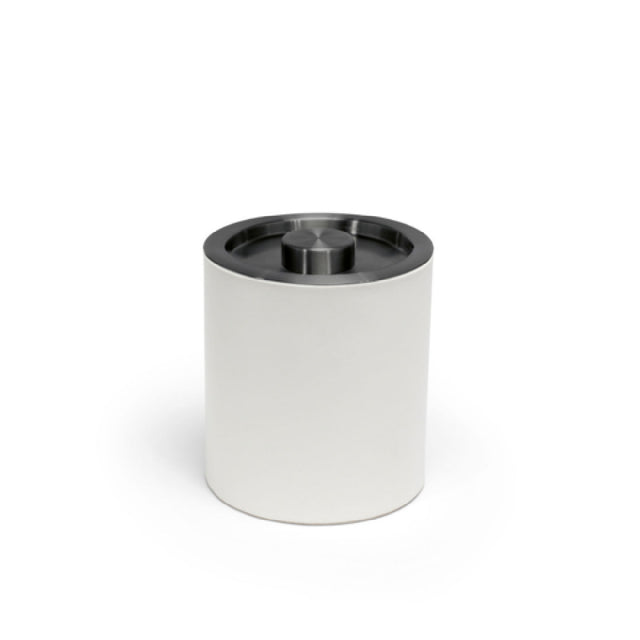 FOH RIB061WHL21 2qt Round London Ice Bucket White With Matte Black Lid Includes One RIB014WHL21-BTM 2qt Round London Ice Bucket Base White