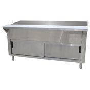 Advance Tabco STU-3-DR Solid Top Table 47-1/8"W X 30-5/8"D X 34-3/8"H 20 Gauge 302 Stainless Steel Top With 8"D X 3/8" Thick Poly Cutting Board
