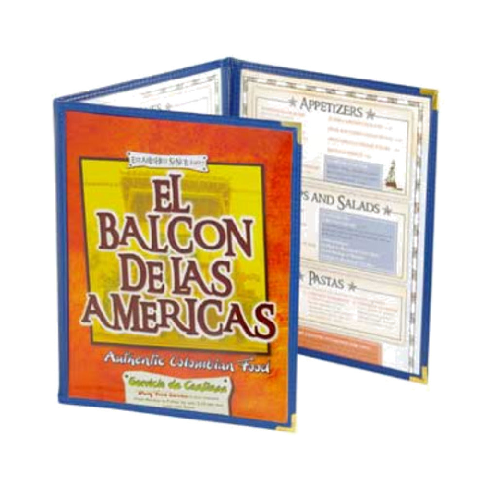 Menu Solutions SE330D_VINYL-BROWN Menu Jacket Holds 8-1/2" X 14" Inserts Triple Panel Continuous With 6 Views (all Same Width)