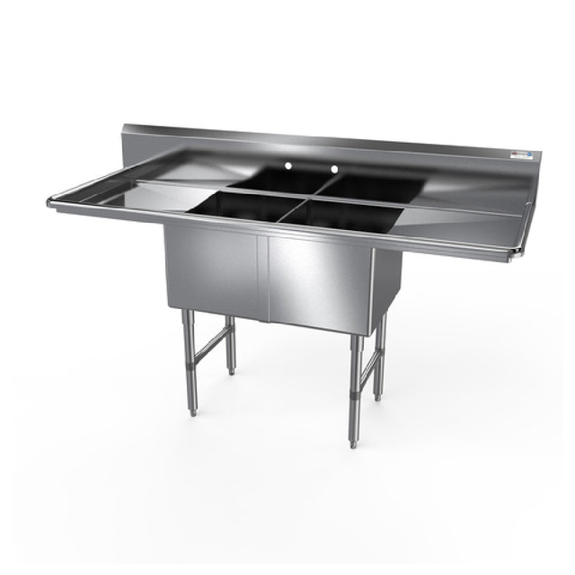 NBR Equipment 2SS-182414LR18 Premium Sink Two-compartment 75-1/4"W X 29-1/2"D X 44-1/16"H Overall Size