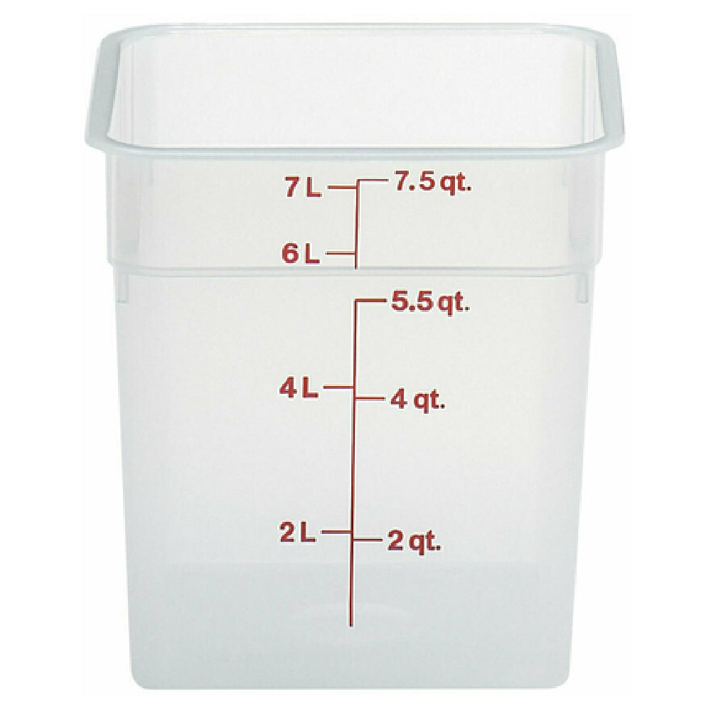 Cambro 8SFSPP190 CamSquare® Food Container 8 Qt. 8-3/8"L X 8-3/8"W X 9-1/8"H