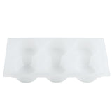 A translucent white plastic ice cube tray by TableCraft Products features six round, wine glass-shaped cavities with stems. This dishwasher safe tray is viewed from above on a plain white background.