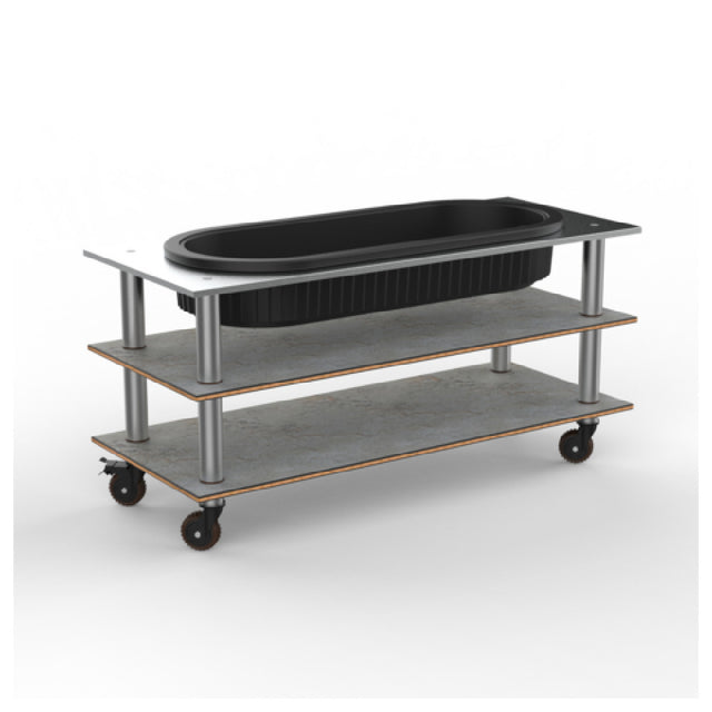 Steelite MGCMLE03GSXH - Salad Bar Unit Grey Slate Stainless Steel Heavy Duty Casters
