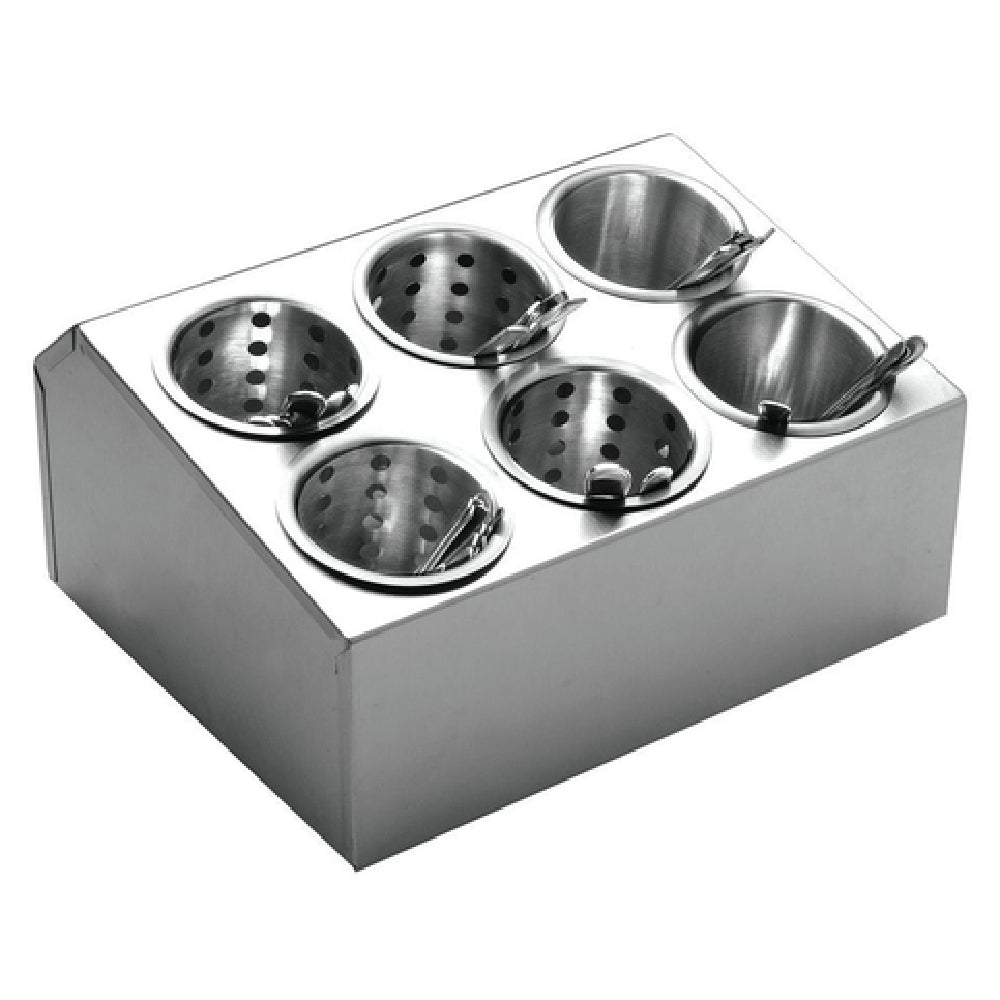 Hubert 80067 - Flatware Cylinder Holder, 6-compartment, 14-7/8" X 11-1/2" X 8-1/8"H