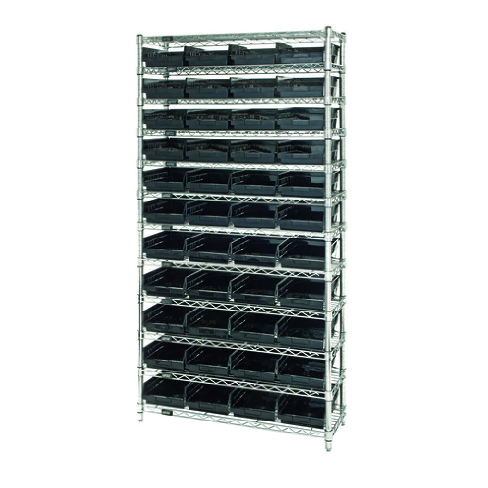 Quantum WR12-107CO Bin Wire Shelving System Conductive 36"W X 12"D X 74"H Overall Size