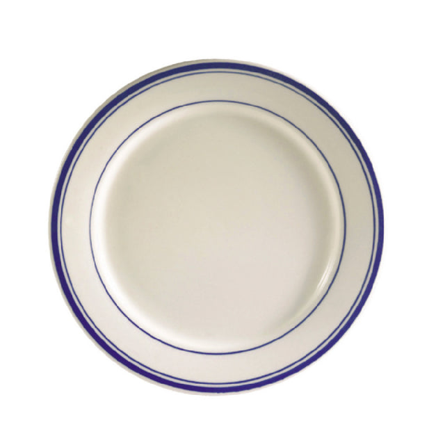 CAC China BLU-21 Blue Line Plate 12" Dia. X 1-1/4"H Round
