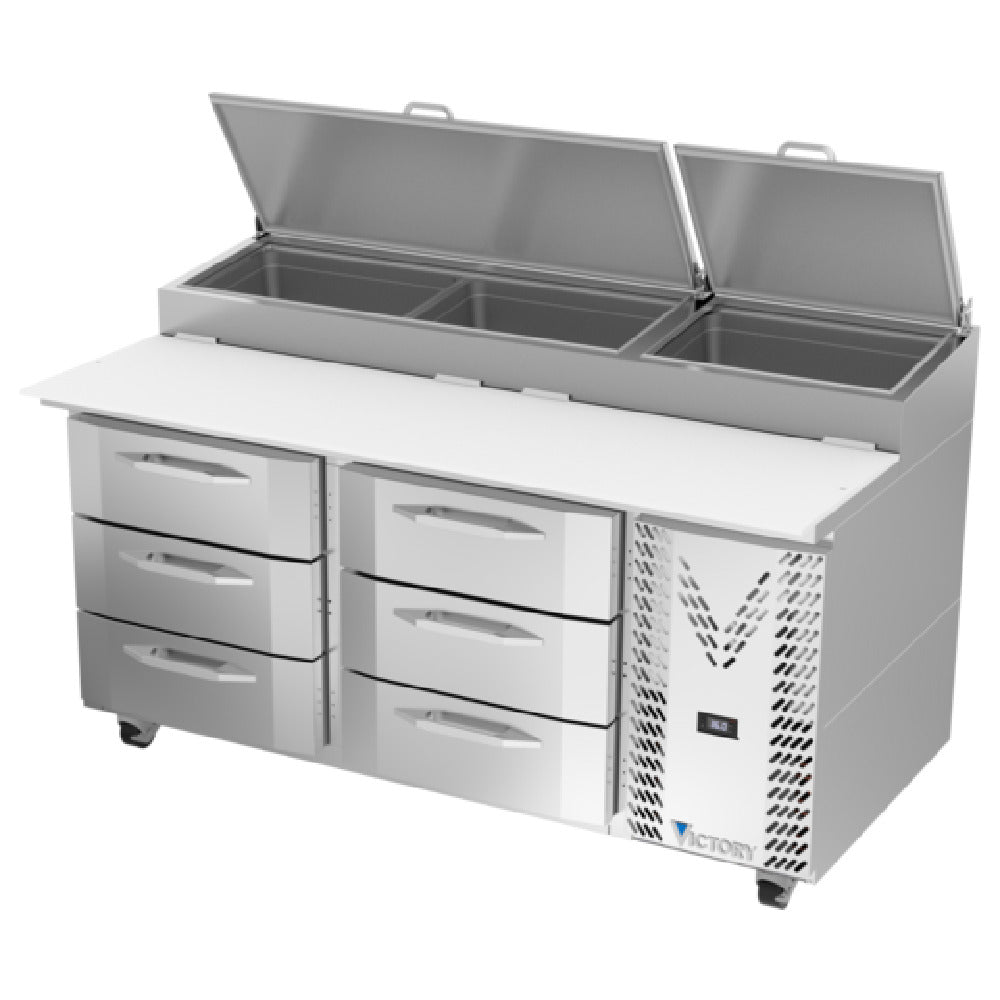 Victory VPPD67HC-6 Pizza Prep Table Powered By V-Core™ Two-section