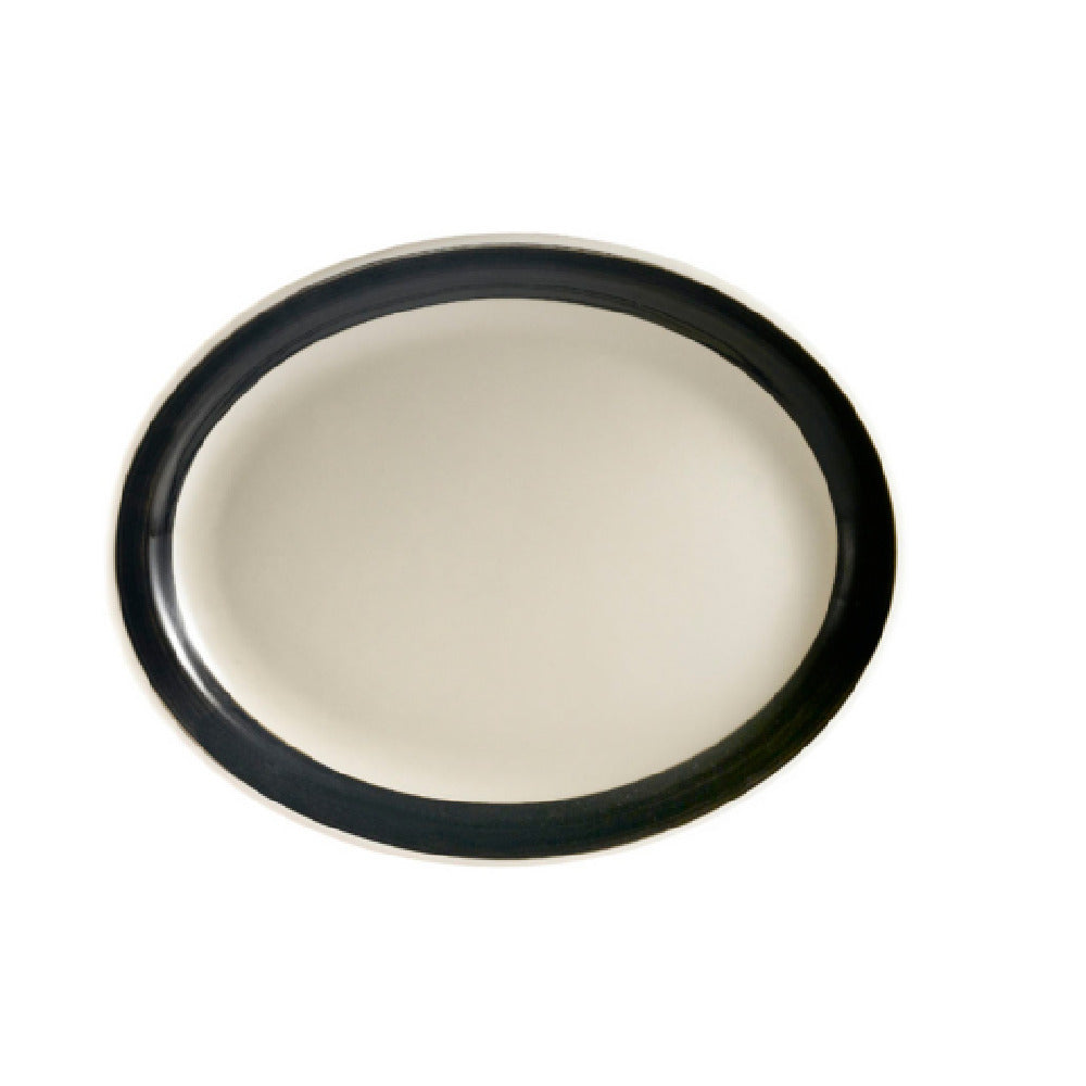 CAC China R-14NR-BLK Rainbow Platter 13-1/2"L X 10-1/8"W X 1-1/2"H Oval