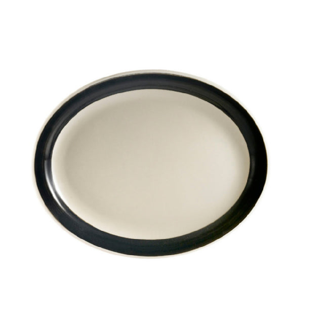 CAC China R-14NR-BLK Rainbow Platter 13-1/2"L X 10-1/8"W X 1-1/2"H Oval