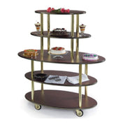 Lakeside 37212_CHERRY Dessert Cart Rounded Oval 50"W X 24"D X 57"H