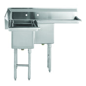 Hubert 19371 - Kratos® 3 Comp. Corner Sink, 44.5"W X 20"D X 43.75"H, 16 Ga