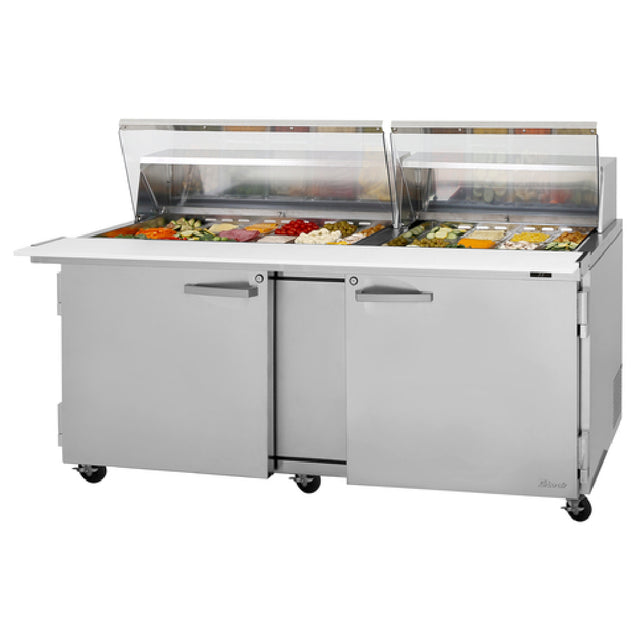 Turbo Air PST-72-30-N-CL PRO Series Mega Top Sandwich/Salad Prep Table With Clear Lid