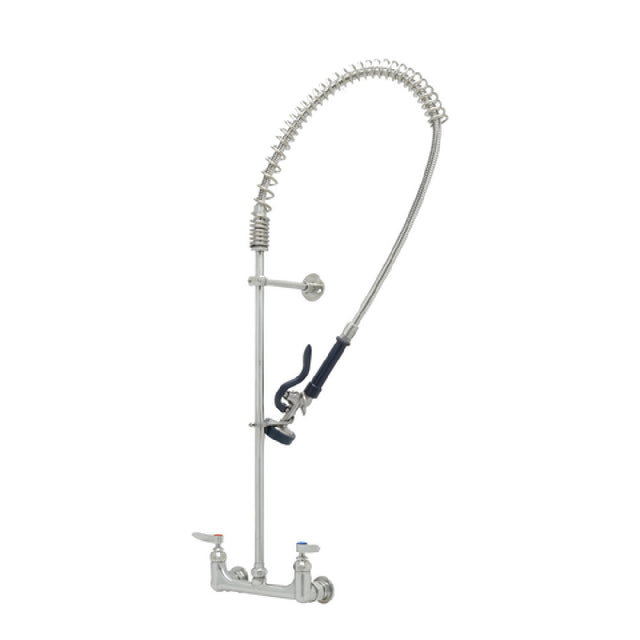 T&S Brass S-0133-B EverSteel Pre-Rinse Unit: EasyInstall 8" Stainless Steel Wall Mount Mixing Faucet