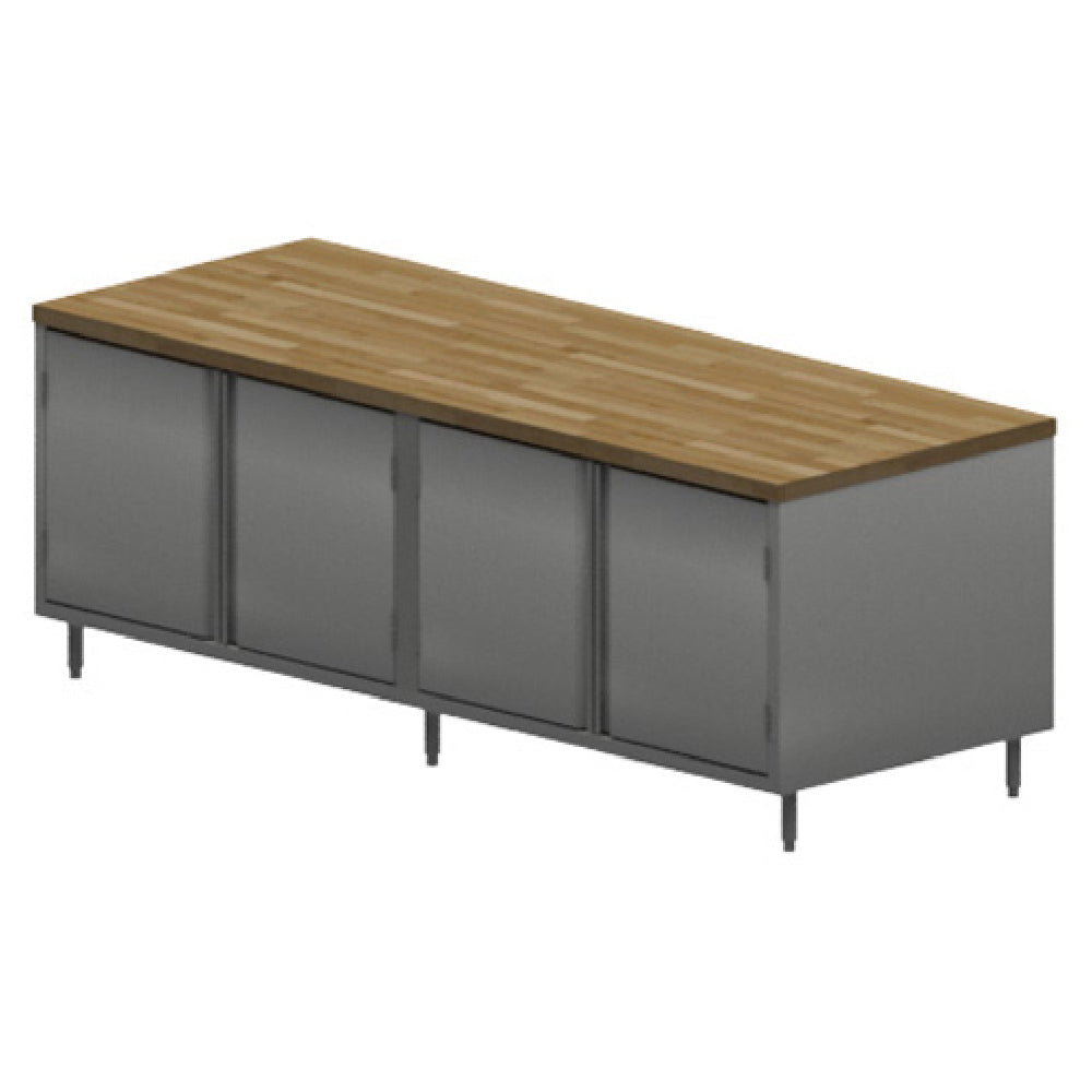 BK Resources CMT-3096H2 Dual Access Chef Table Cabinet Base With Hinged Doors On Both Sides