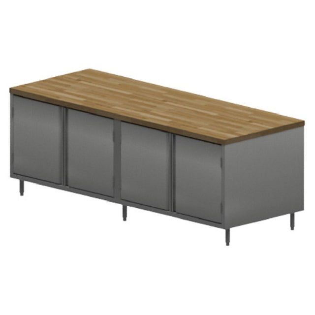 BK Resources CMT-3096H2 Dual Access Chef Table Cabinet Base With Hinged Doors On Both Sides