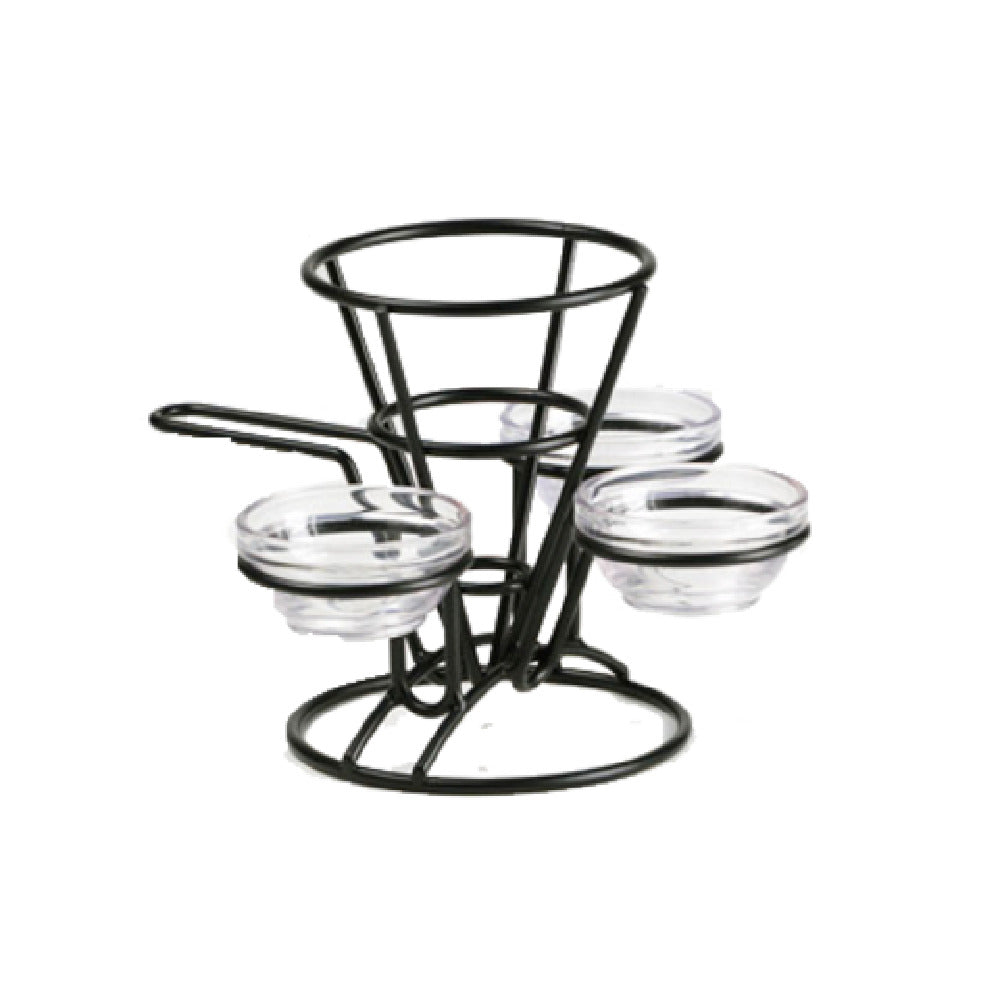 GET Enterprises 4-362803 Fry Cone Basket 5" Dia. X 7"H With Handle & (3) Condiment Cup Holders