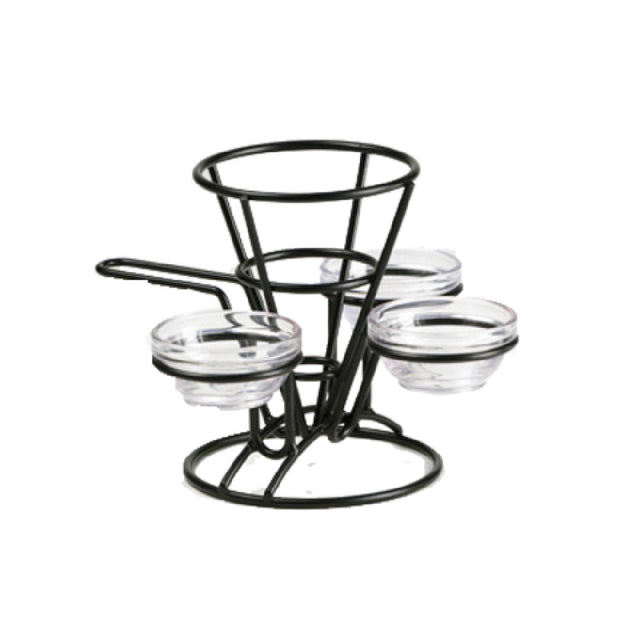 GET Enterprises 4-362803 Fry Cone Basket 5" Dia. X 7"H With Handle & (3) Condiment Cup Holders
