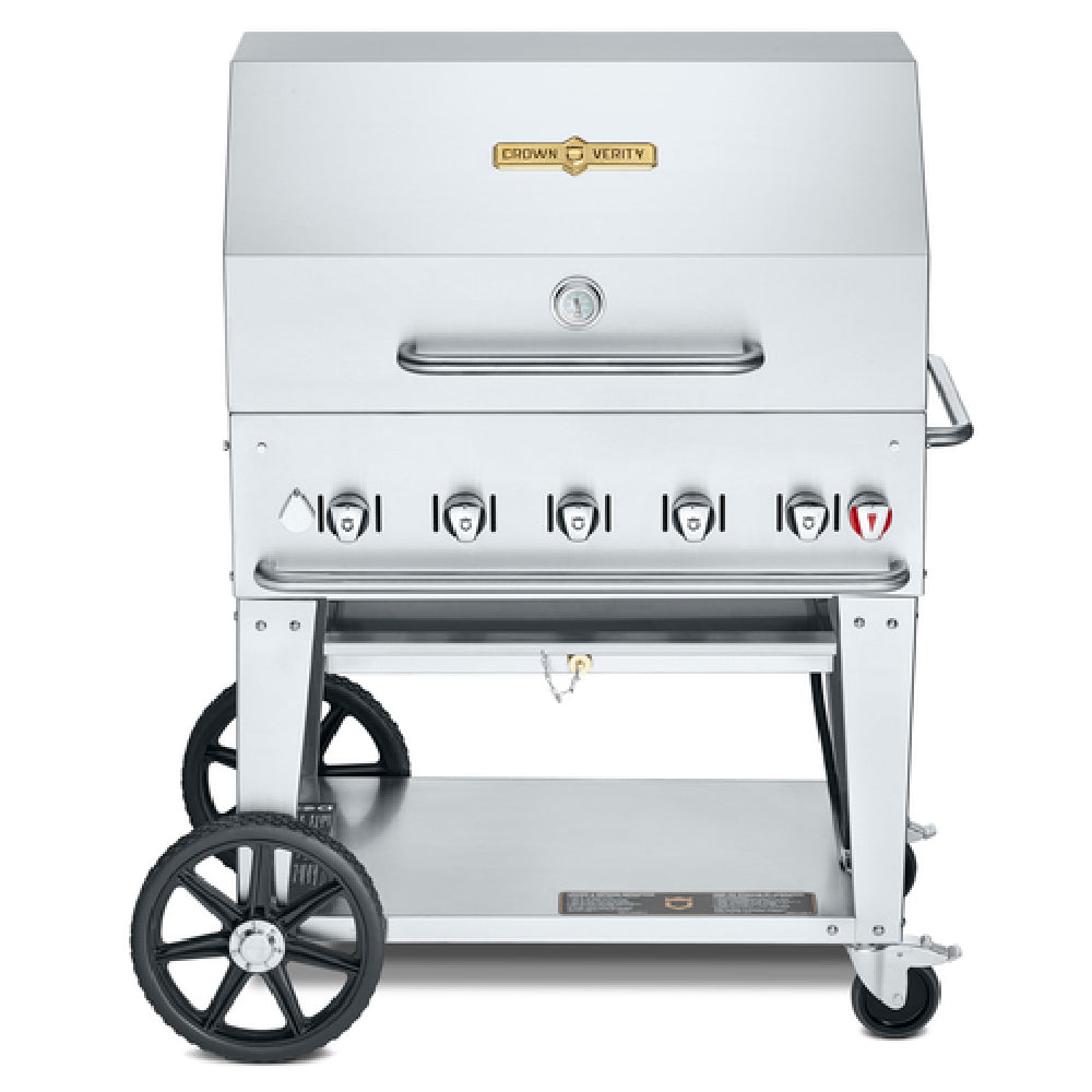 Crown Verity CV-MCB-36RDP-LP Mobile Outdoor Charbroiler LP Gas 34" X 21" Grill Area