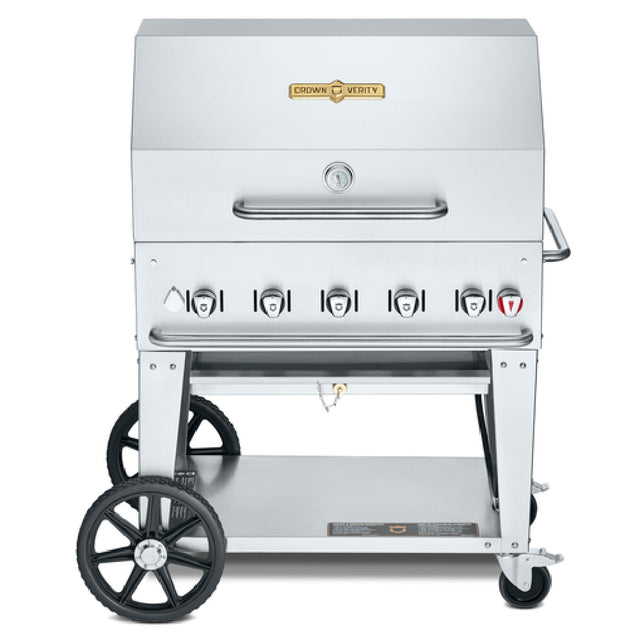 Crown Verity CV-MCB-36RDP-LP Mobile Outdoor Charbroiler LP Gas 34" X 21" Grill Area
