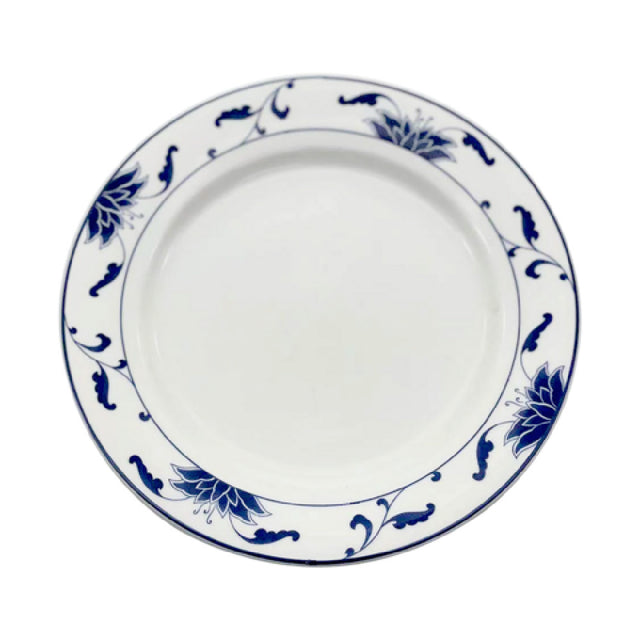 Cameo China 255-91 Blue Lotus Rim Plate 9-1/4" Dia. X 1"H (23.5 Cm X 2.4 Cm)
