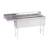 Advance Tabco FS-3-1824-24L Fabricated Sink 3-compartment 24" Left Drainboard