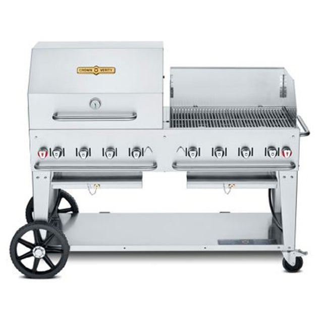 Crown Verity CV-MCB-60 SI50/100-RWP Mobile Outdoor Charbroiler LP Gas 58" X 21" Grill Area