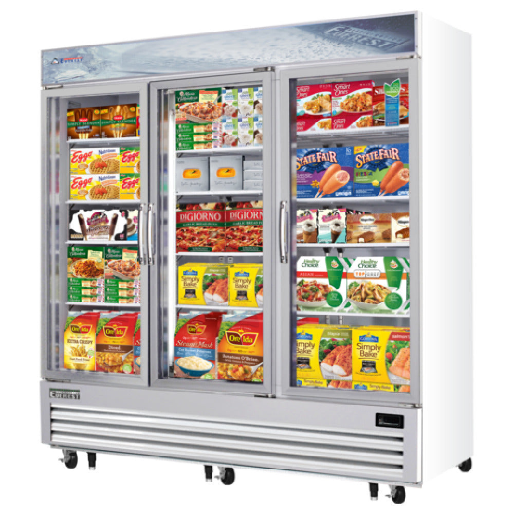 Everest Refrigeration EMGF69 Reach-In Glass Door Merchandiser Freezer Three-section