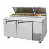 Turbo Air TPR-67SD-N Super Deluxe Pizza Prep Table Two-section 20.0 Cu. Ft.