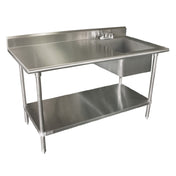 Advance Tabco KSLAG-11B-306R-X - Special Value Work Table With Prep Sink, 72"W X 30"D