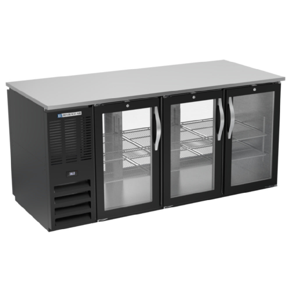 Beverage Air BB72HC-G-PT-B - Refrigerated Back Bar Pass-Thru Storage Cabinet, Three-section