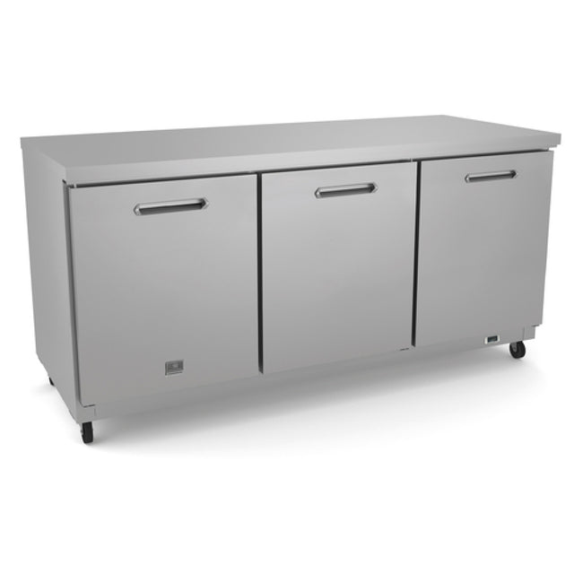 Kelvinator KCHUC72R (738292) 3-solid Hinged Door Undercounter Refrigerator