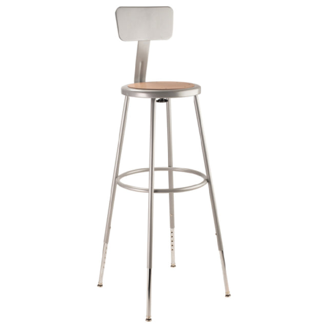 National Public Seating 6230HB NPS® Heavy Duty Steel Stool With Backrest 32"-39"