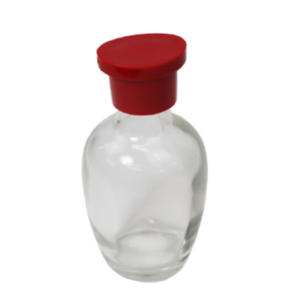 Town 19714/DZ Round Glass Soy Sauce Bottle Red Lid With Pours 5 Oz
