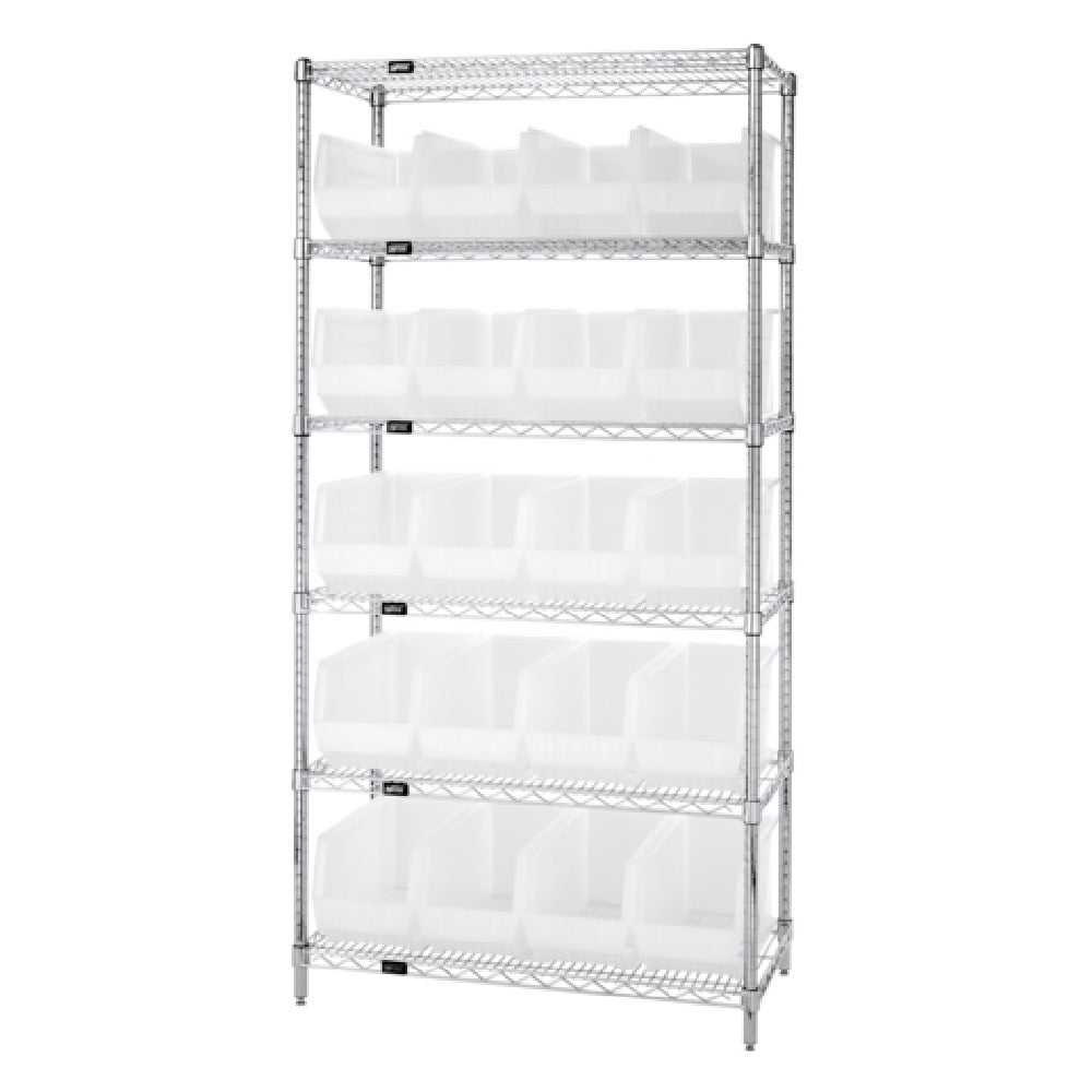 Quantum WR6-265CL Bin Wire Shelving System 36"L X 18"D X 74"H 800 Lbs. Load Capacity Per Shelf