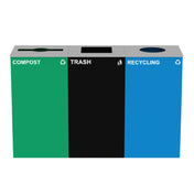 Alpine Industries ALP4450-BLK-KIT36 Recycling Bin With Compost And Trash Can Station