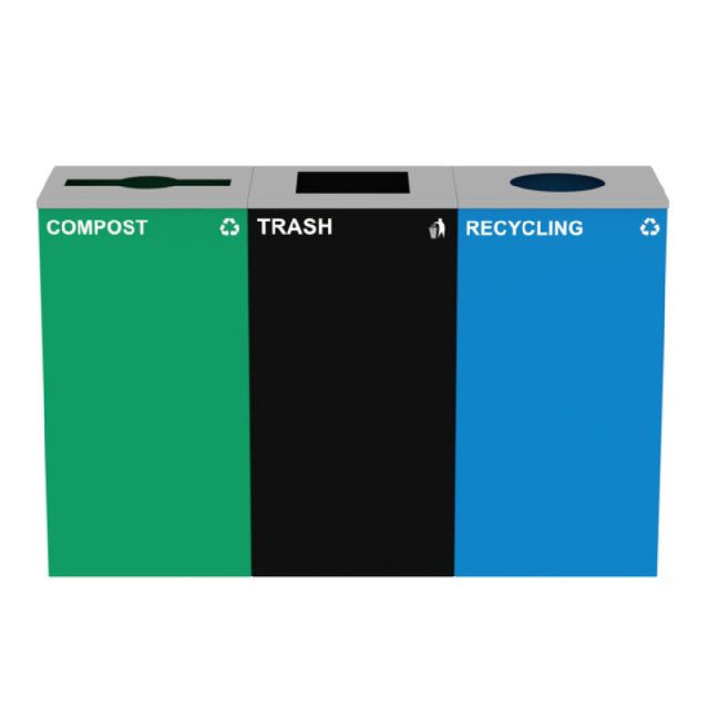 Alpine Industries ALP4450-BLK-KIT36 Recycling Bin With Compost And Trash Can Station