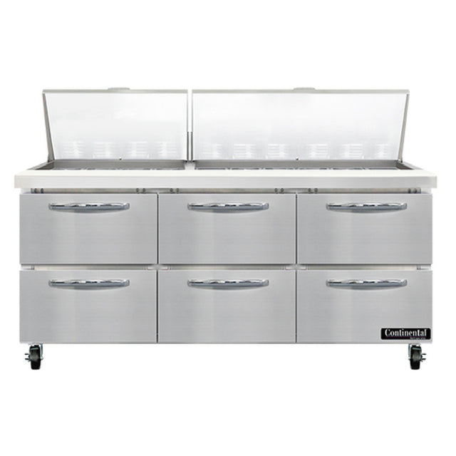Continental Refrigerator SW72N30M-D Mighty Top Sandwich Unit 72"W 20.6 Cu Ft Capacity
