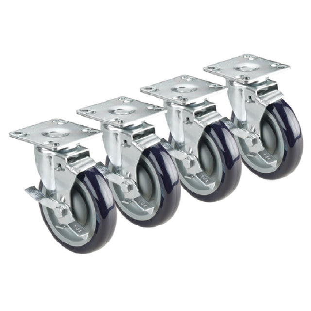 Krowne 28-120S Krowne Heavy Duty Plate Caster Swivel With Brake 5" Diameter
