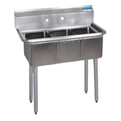 BK Resources ES-3-1014-10 Economy Sink Three Compartment 35-1/2"W X 19-13/16"D X 43-3/4"H Overall Size