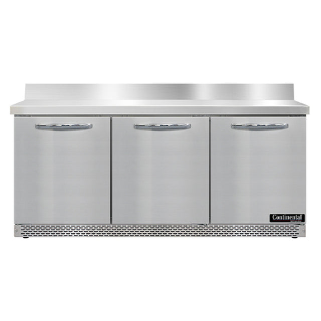 Continental Refrigerator SW72NBS-FB Work Top Refrigerator Front Breather 72"W