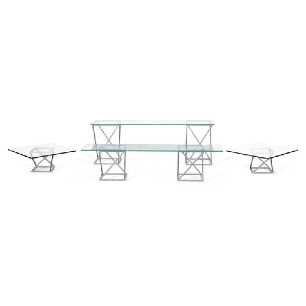 FOH BST010MUM28 Buffet Essentials Twist Clear Glass On Silver Includes Two BRI005BCI28 Twist Risers Set Of 3 Silver