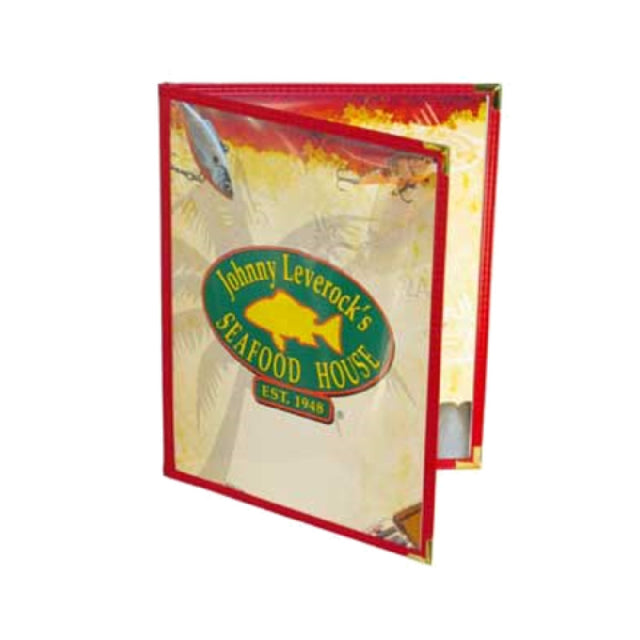 Menu Solutions SE310C_BENGALINEJEWEL Menu Jacket Holds 8-1/2" X 11" Inserts Double Panel With 4 Views