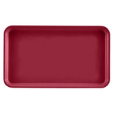 A rectangular, deep red Camtray made of high-impact fiberglass with rounded corners and raised edges, shown top-down against a white background. The tray is empty, has a smooth, glossy surface, and is dishwasher safe.