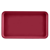 A rectangular, deep red Camtray made of high-impact fiberglass with rounded corners and raised edges, shown top-down against a white background. The tray is empty, has a smooth, glossy surface, and is dishwasher safe.