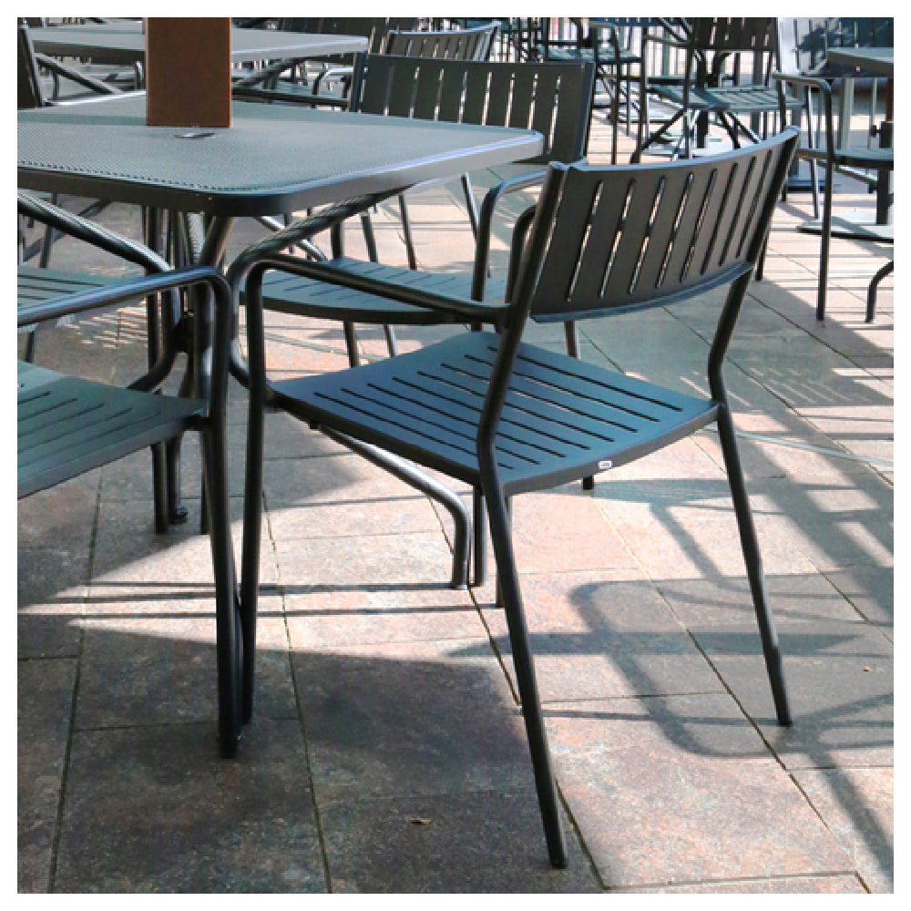 Emuamericas, Llc E147-24 - Bridge Stacking Armchair, Outdoor/indoor, Steel Slat Back And Seat