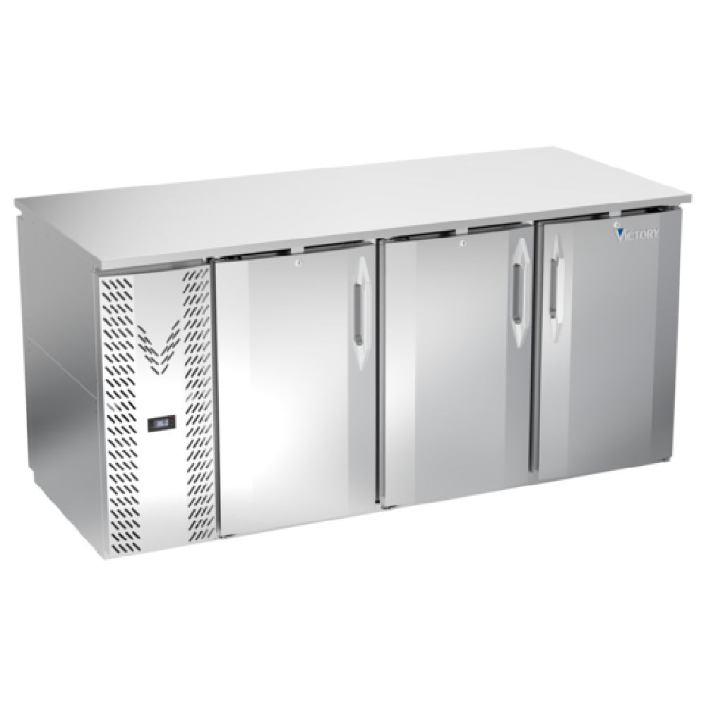 Victory VBB72HC-PT-S - Pass-Thru Back Bar Refrigerator, Three-section, 72"W X 33-9/16"D X 34"H