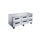 Dukers DUC72R-D6 Undercounter Refrigerator With Drawers 72"W Rear Mounted Self-contained Refrigeration