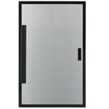 A rectangular stainless steel door left from Empura Refrigeration features a black frame, a vertical black handle on the left side, and a small rectangular slot or lock on the right—ideal for cabinets, safes, or utility boxes. Empura Parts compatible.